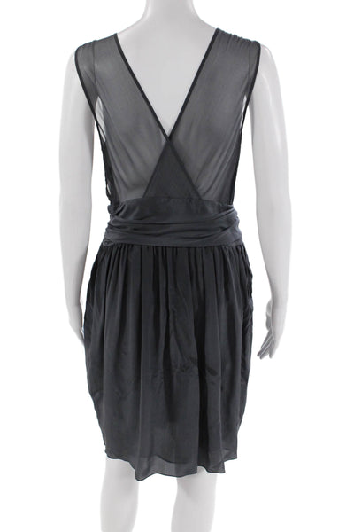 3.1 Phillip Lim Womens Silk Sleeveless A Line Knee Length Dress Grey Size 6