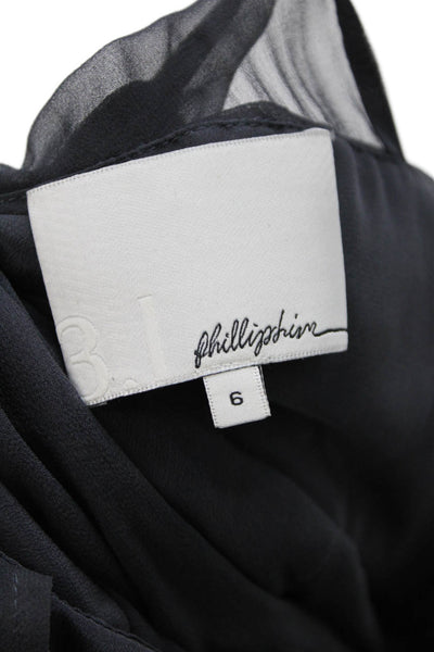 3.1 Phillip Lim Womens Silk Sleeveless A Line Knee Length Dress Grey Size 6