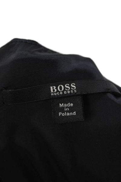 Boss Hugo Boss Womens Short Sleeves Sheath Dress Navy Blue Wool Size 6