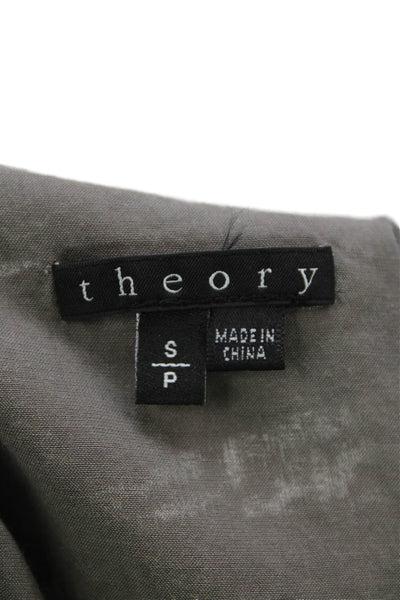 Theory Womens Long Sleeves Pullover Blouse Grey Cotton Size Small