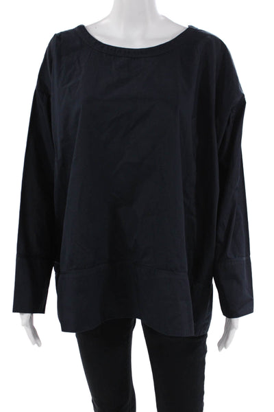 COS Womens Cotton Round Neck Long Sleeve Oversized Blouse Blue Size S