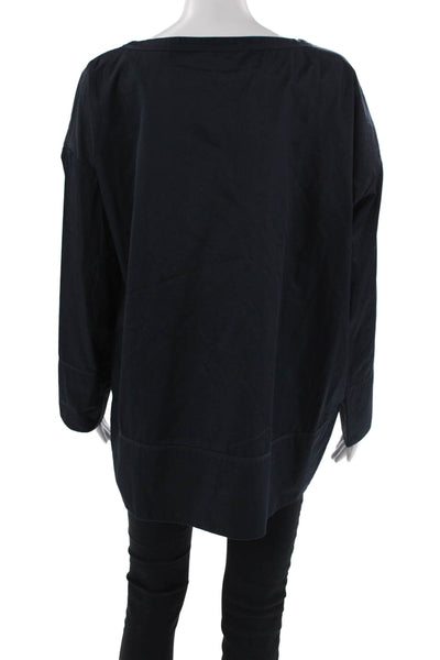 COS Womens Cotton Round Neck Long Sleeve Oversized Blouse Blue Size S