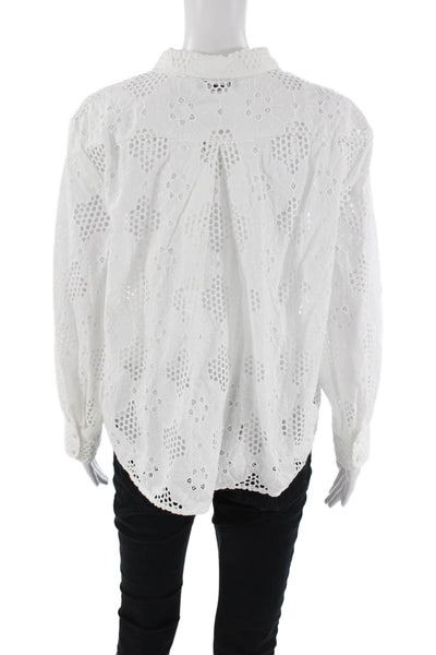 J Crew Womens Cotton Floral Lace Button Down Top & Camisole White Size M