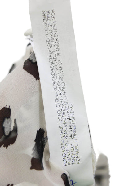 Zara Womens Collared Spotted Print Sheer Peasant Sleeve Blouse White Size L