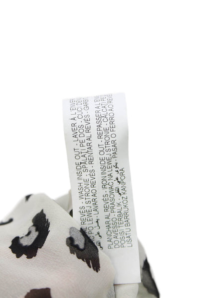 Zara Womens Collared Spotted Print Sheer Peasant Sleeve Blouse White Size L