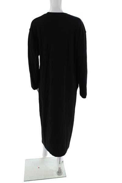 Zara Womens Cotton Crew Neck Long Sleeve Pocketed Sweater Dress Black Size S