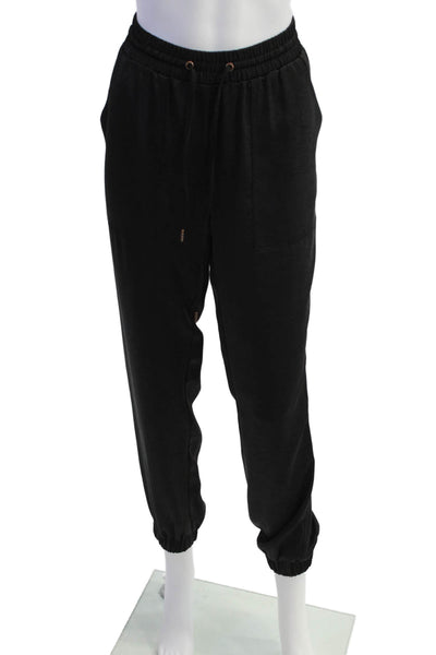 Lilla P Womens Drawstring Pockets High Rise Cuff Ankle Jogger Pants Black Size S