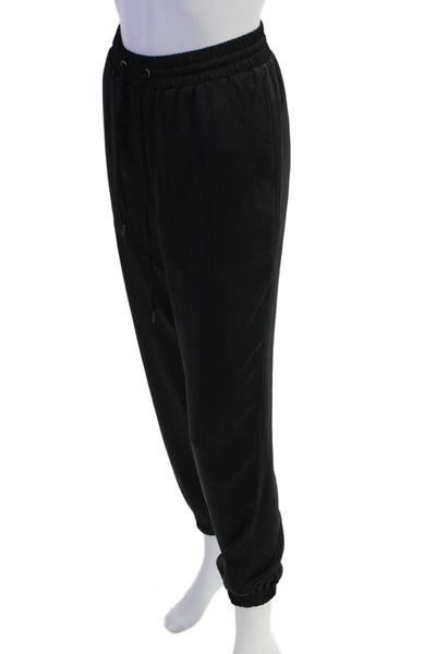 Lilla P Womens Drawstring Pockets High Rise Cuff Ankle Jogger Pants Black Size S