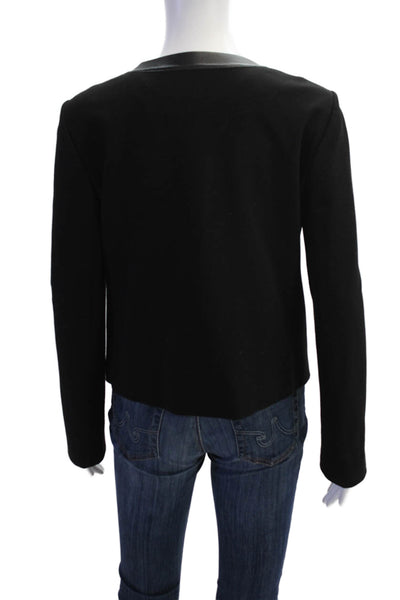 Lafayette 148 New York Womens Long Sleeve Round Neck Zip Up Jacket Black Size M