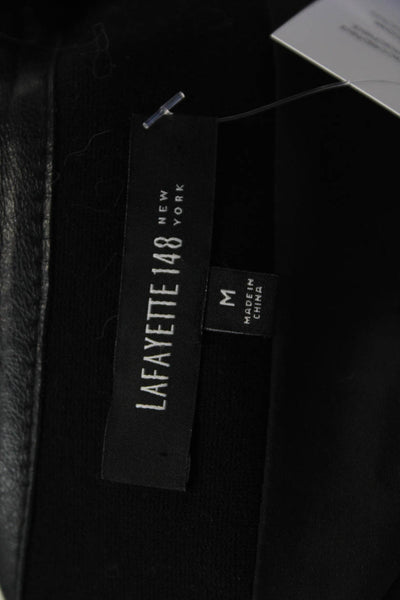 Lafayette 148 New York Womens Long Sleeve Round Neck Zip Up Jacket Black Size M