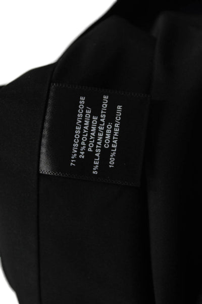Lafayette 148 New York Womens Long Sleeve Round Neck Zip Up Jacket Black Size M