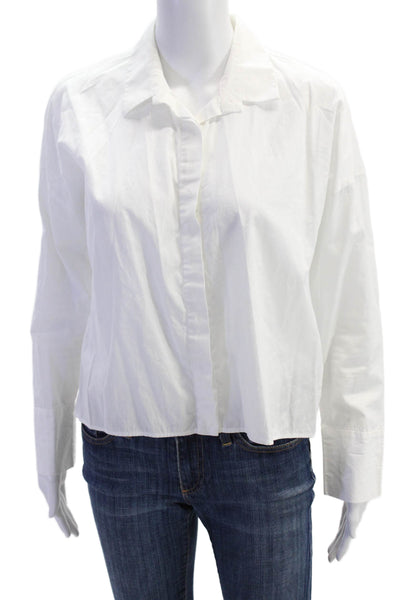 Zara Woman Womens Long Sleeves Button Down Shirt White Cotton Size Small