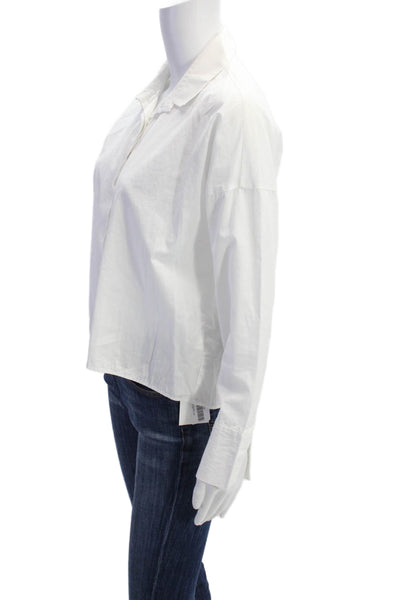 Zara Woman Womens Long Sleeves Button Down Shirt White Cotton Size Small