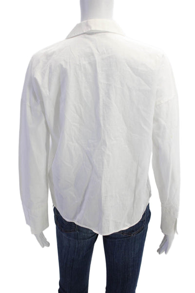 Zara Woman Womens Long Sleeves Button Down Shirt White Cotton Size Small
