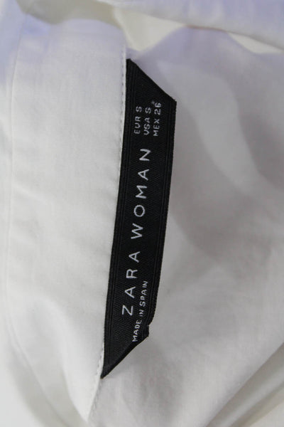 Zara Woman Womens Long Sleeves Button Down Shirt White Cotton Size Small