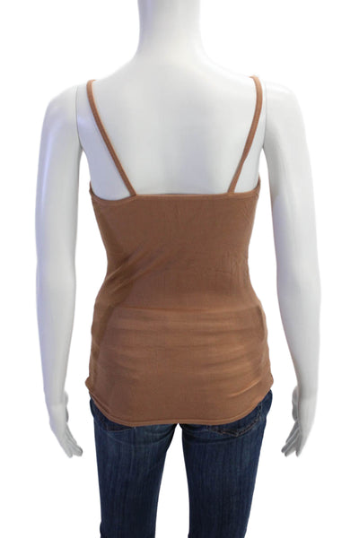 Blue Life Womens Ribbed Sleeveless V Neck Tank Top Brown Size Extra Small