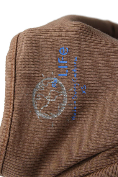 Blue Life Womens Ribbed Sleeveless V Neck Tank Top Brown Size Extra Small