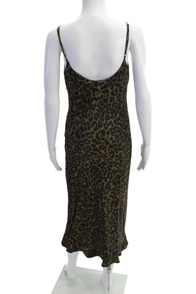 Zara Womens Animal Print Sleeveless Maxi Dress Brown Black Size Extra Small