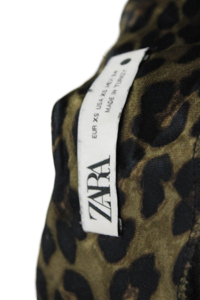 Zara Womens Animal Print Sleeveless Maxi Dress Brown Black Size Extra Small