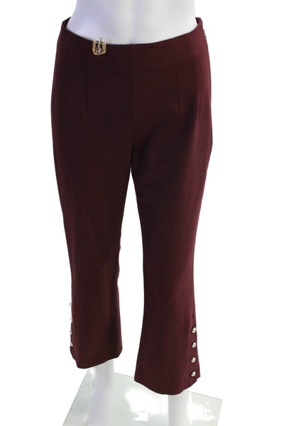 Club Monaco Womens High Rise Side Zip Button Ankle Bootcut Pants Red Size 0
