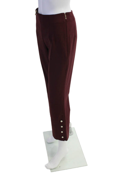 Club Monaco Womens High Rise Side Zip Button Ankle Bootcut Pants Red Size 0