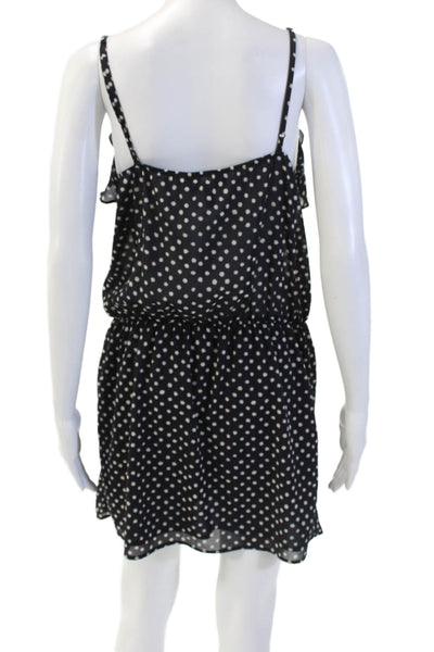Aqua Womens Spotted Spaghetti Strap V-Neck Mini Dress Black Size L