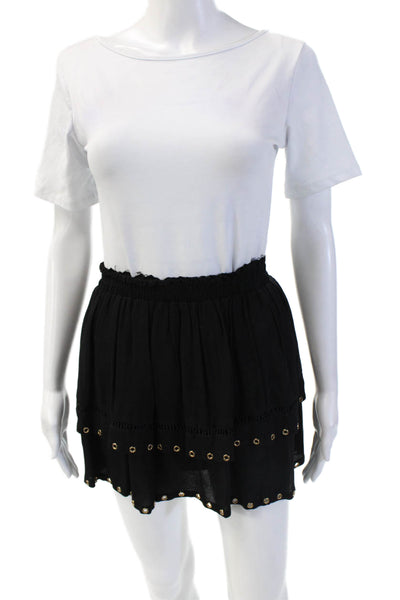 Muche Et Muchette Womens Layered Grommet Detail Mini Skirt Black One Size