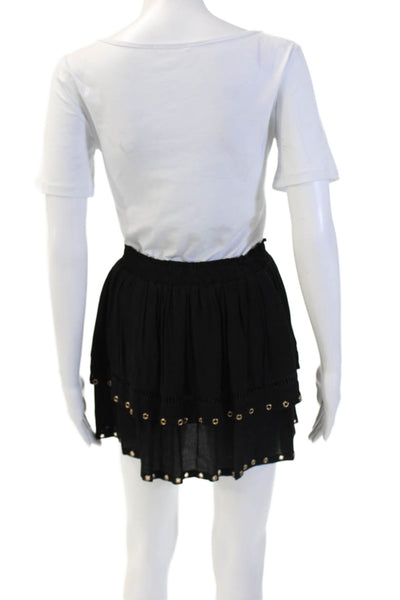 Muche Et Muchette Womens Layered Grommet Detail Mini Skirt Black One Size