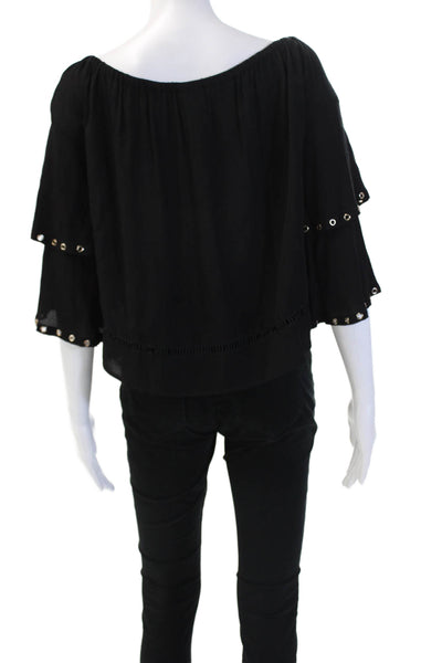 Muche Et Muchette Womens Off The Shoulder Grommet Detail Blouse Black One Size