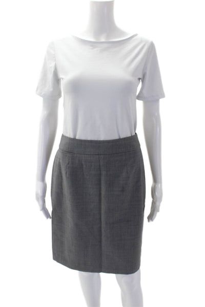 J Crew Womens Wool Textured Pleated Straight Skirt Gray Size 04