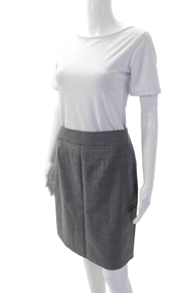 J Crew Womens Wool Textured Pleated Straight Skirt Gray Size 04