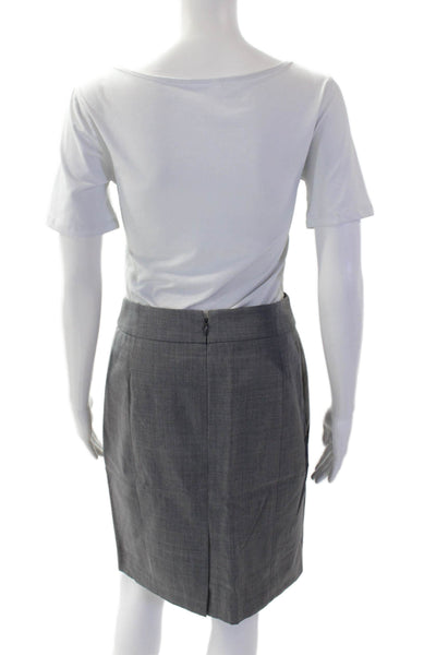J Crew Womens Wool Textured Pleated Straight Skirt Gray Size 04