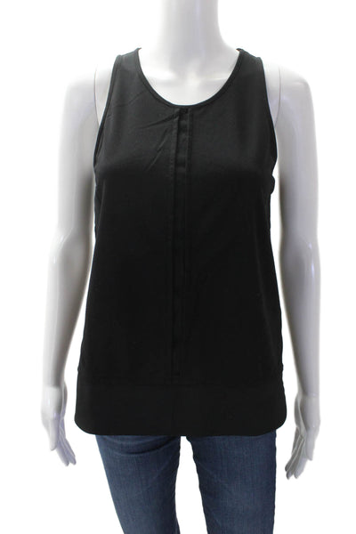 Trouve Womens Textured Sleeveless Round Neck Tank Blouse Black Size 2XS