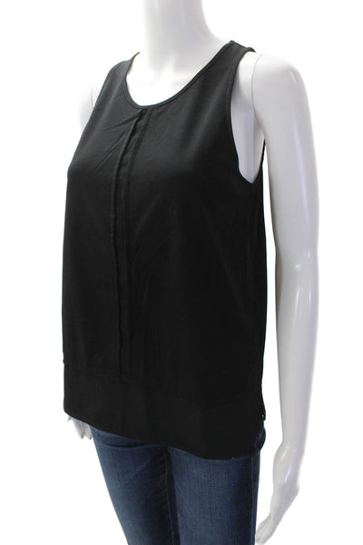 Trouve Womens Textured Sleeveless Round Neck Tank Blouse Black Size 2XS