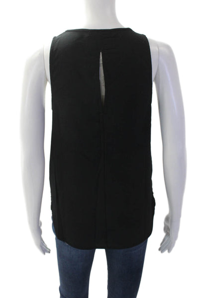 Trouve Womens Textured Sleeveless Round Neck Tank Blouse Black Size 2XS
