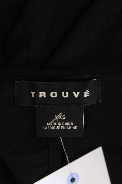 Trouve Womens Textured Sleeveless Round Neck Tank Blouse Black Size 2XS