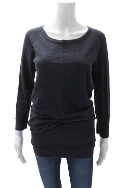 Standard James Perse Womens Cotton Long Sleeve Round Neck Knit Top Navy Size 1