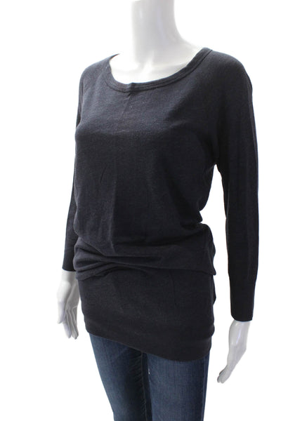 Standard James Perse Womens Cotton Long Sleeve Round Neck Knit Top Navy Size 1