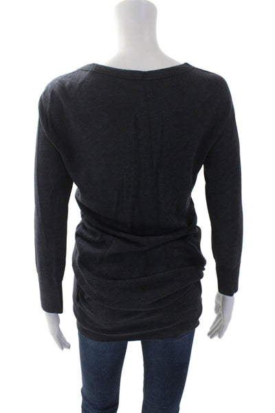 Standard James Perse Womens Cotton Long Sleeve Round Neck Knit Top Navy Size 1