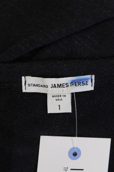 Standard James Perse Womens Cotton Long Sleeve Round Neck Knit Top Navy Size 1