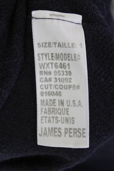 Standard James Perse Womens Cotton Long Sleeve Round Neck Knit Top Navy Size 1