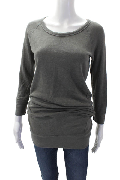 Standard James Perse Womens Cotton Long Sleeve Round Neck Top Gray Size 01