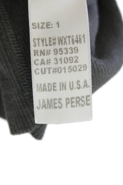 Standard James Perse Womens Cotton Long Sleeve Round Neck Top Gray Size 01