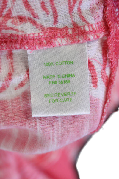 Lilly Pulitzer Womens Cotton Round Neck Long Sleeve Floral Top Pink Size S
