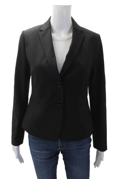 Ann Taylor Womens Pleated Lined Button Blazer Black Size 04