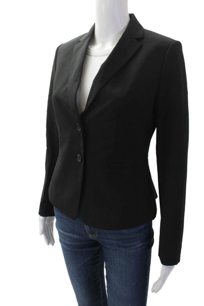 Ann Taylor Womens Pleated Lined Button Blazer Black Size 04