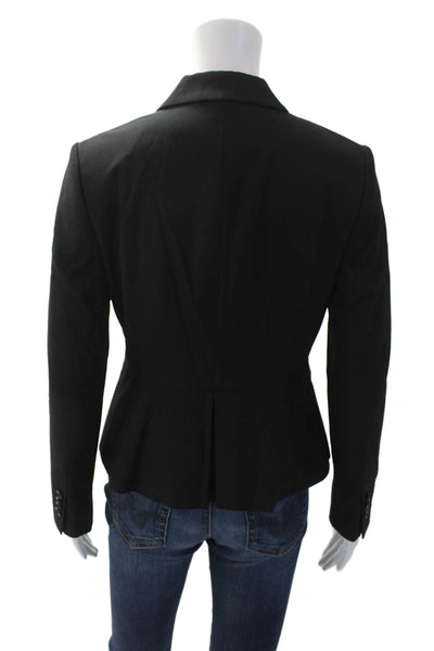 Ann Taylor Womens Pleated Lined Button Blazer Black Size 04