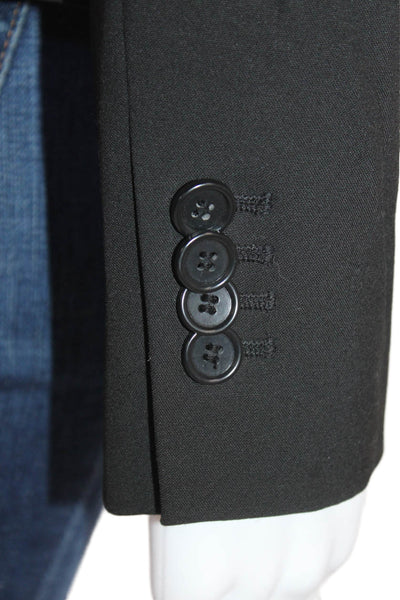 Ann Taylor Womens Pleated Lined Button Blazer Black Size 04