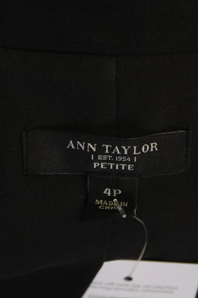 Ann Taylor Womens Pleated Lined Button Blazer Black Size 04