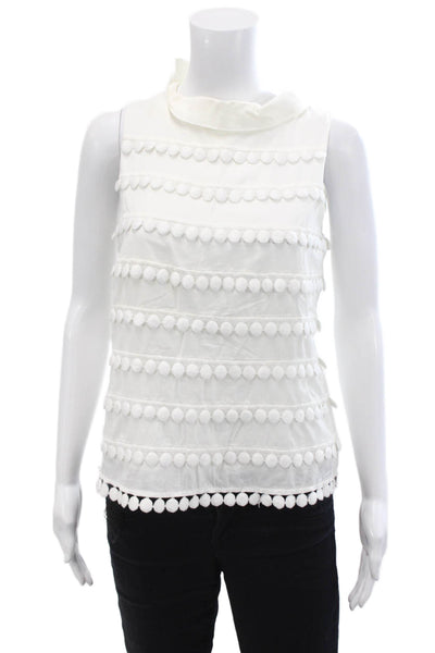 J Crew Womens Cotton High Neck Sleeveless Lined Top White Size 02
